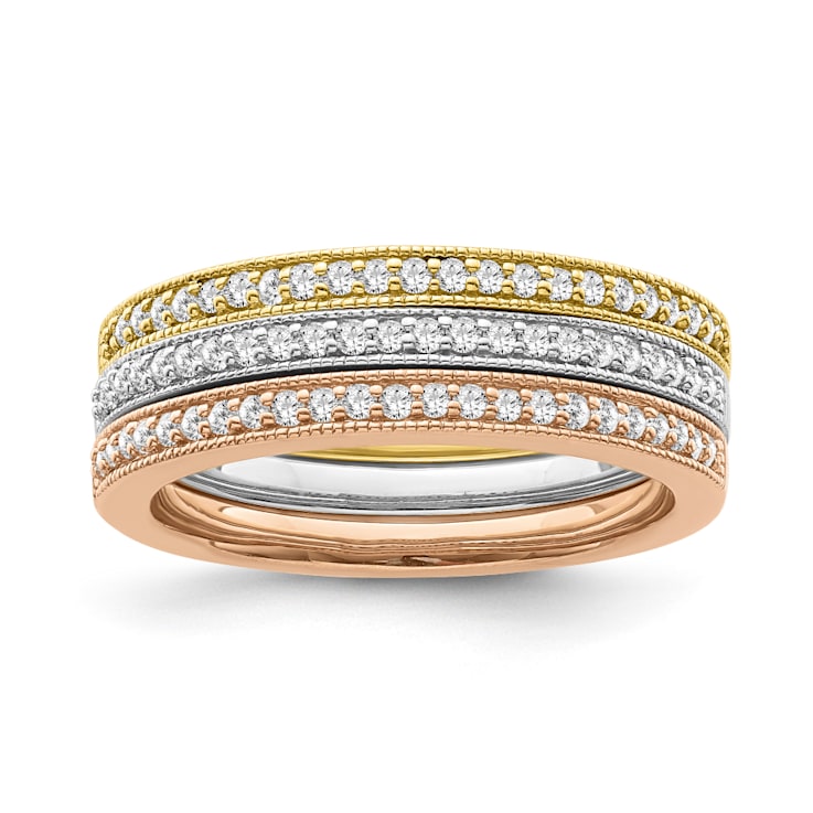 10K Tri-color Gold Diamond Ring 0.33Ctw