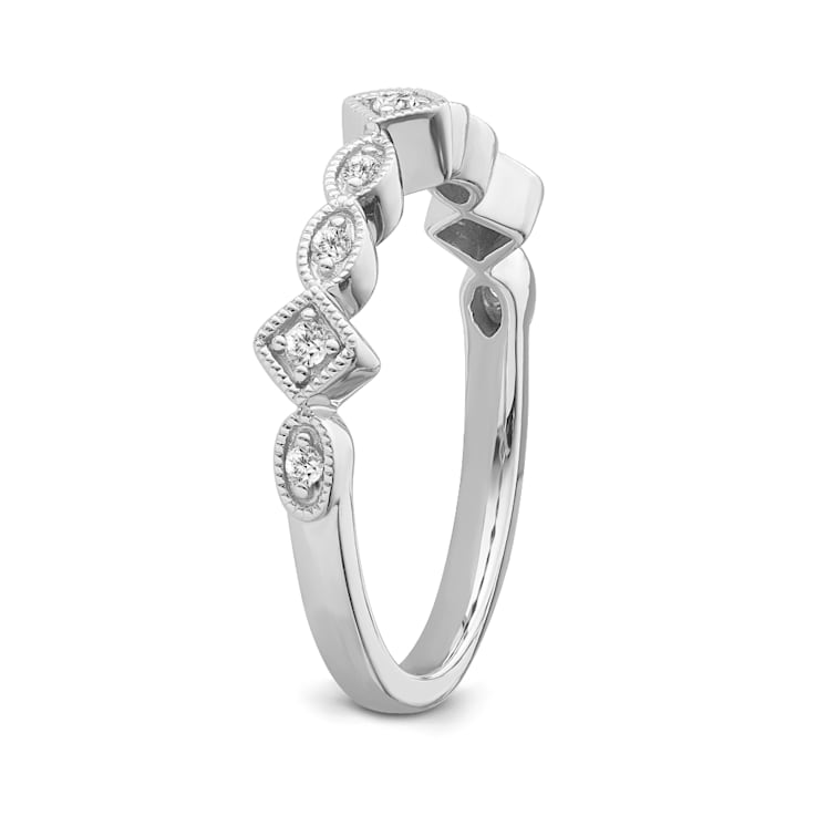 10K White Gold Diamond Ring 0.12Ctw