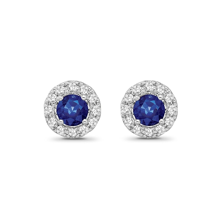 Diamond 0.25Ctw and Blue sapphire Sterling Silver Earring