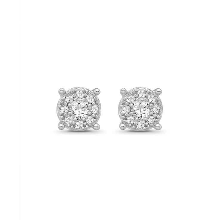 Diamond 0.75Ctw 10k White Gold Earrings