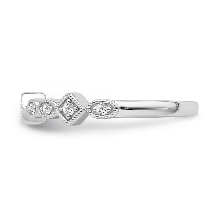 10K White Gold Diamond Ring 0.12Ctw