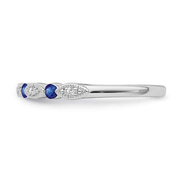Sterling Silver Diamond and Sapphire Ring 0.05ctw
