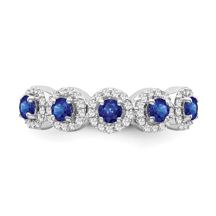 Sterling Silver Diamond and Sapphire Ring 0.75ctw