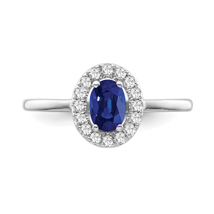 Sterling Silver Diamond 0.16Ctw and Sapphire Ring