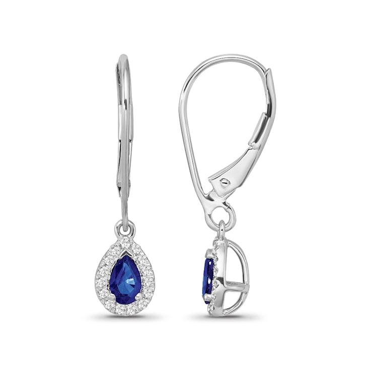 Diamond 0.16Ctw and  Blue sapphire Sterling Silver Earring