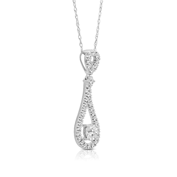 Diamond 0.50Ctw 10k White Gold Pendant With Chain