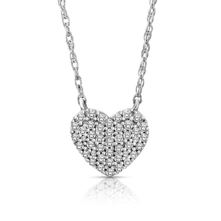Diamond 0.25Ctw Sterling Silver Heart Pendant With Chain