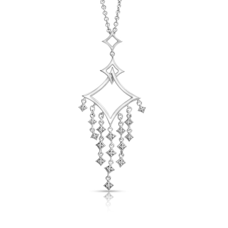 Diamond 0.10Ctw Sterling Silver Pendant With Chain