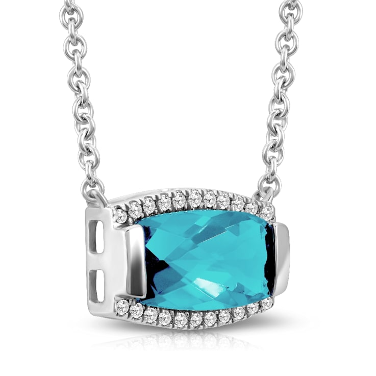 Sky Blue Topaz 1.86ct and Diamond 0.10ctw Sterling Silver Pendant With Chain