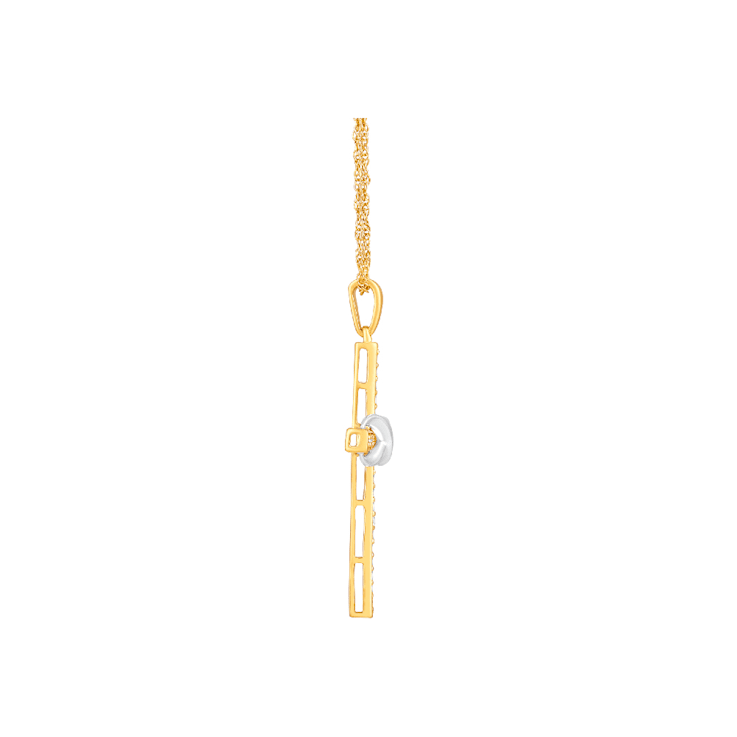 Diamond 0.20Ctw 10k Two-tone Gold Cross Pendant With Chain