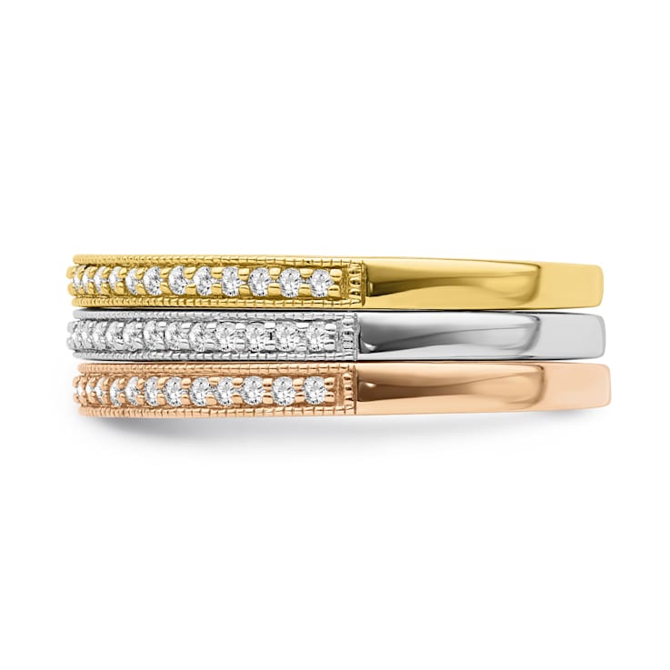10K Tri-color Gold Diamond Ring 0.33Ctw