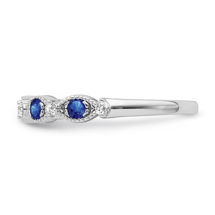 Sterling Silver Diamond and Sapphire Ring 0.10ctw
