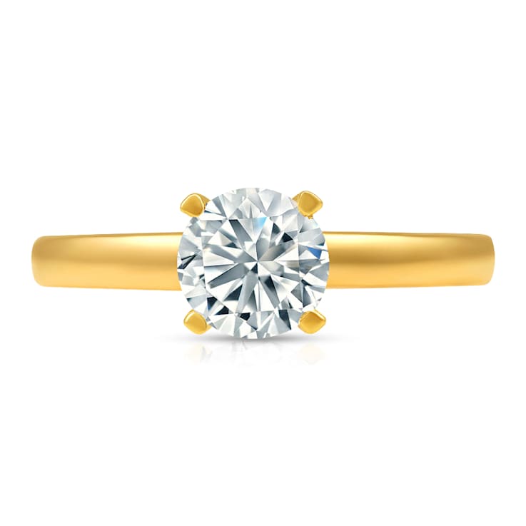 14K Yellow Gold Solitaire Lab Grown Diamond Ring 0.75 cttw