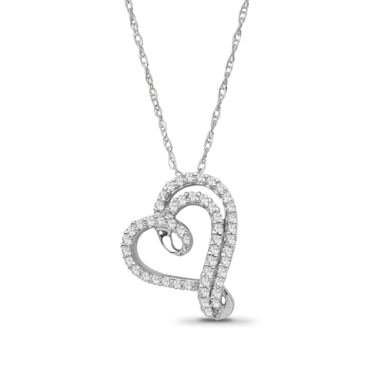 Diamond 0.25Ctw Sterling Silver Heart Pendant With Chain