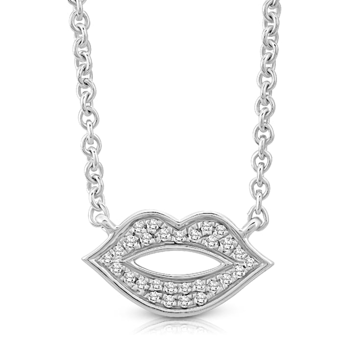 Diamond 0.10Ctw Sterling Silver Pendant With Chain