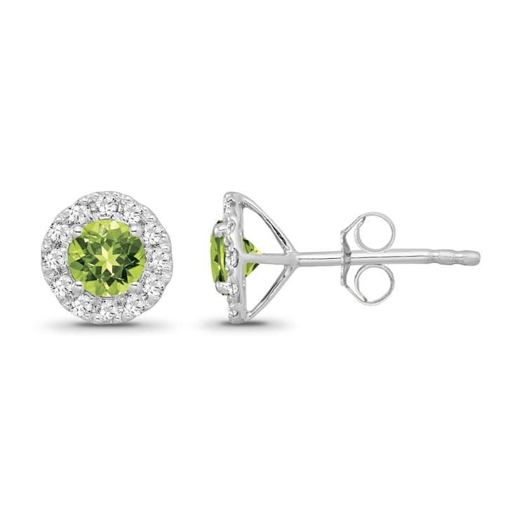 Diamond 0.25Ctw and Peridot Sterling Silver Earring
