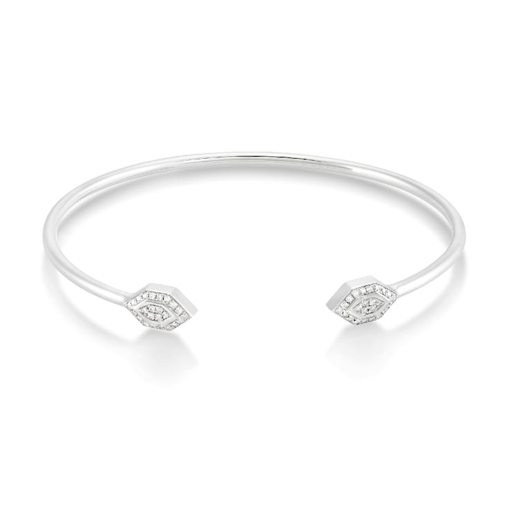 Rhodium Over Sterling Silver Diamond Bangle Bracelet 0.25ctw