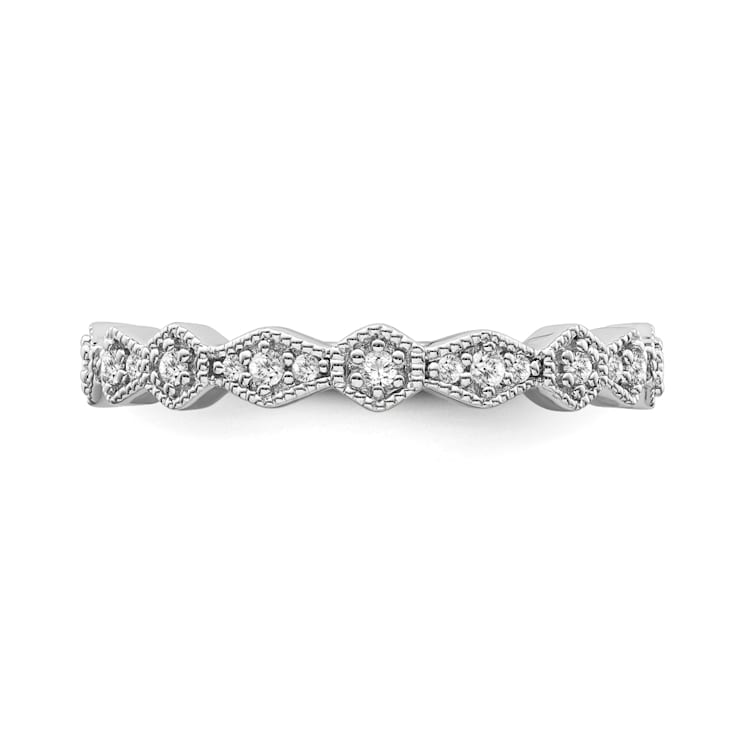 10K White Gold Diamond Ring 0.12Ctw