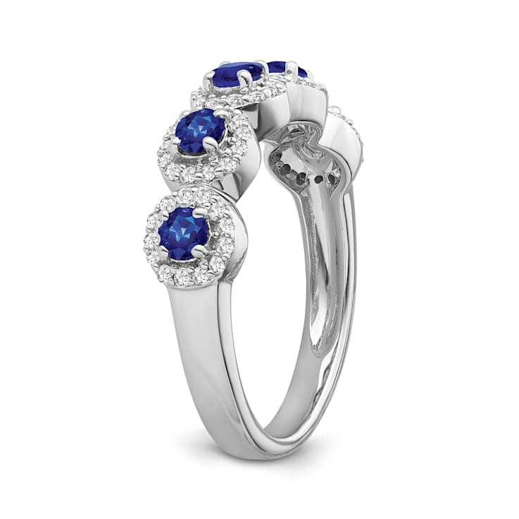 Sterling Silver Diamond and Sapphire Ring 0.75ctw