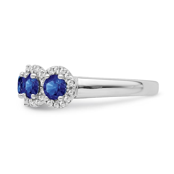 Sterling Silver Diamond 0.33Ctw and Sapphire Ring