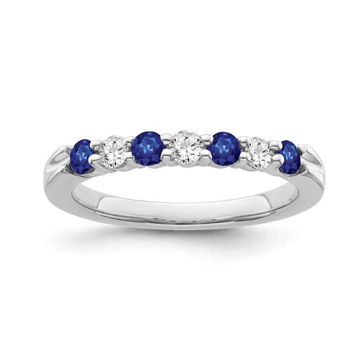 Sterling Silver Diamond and Sapphire Ring 0.16ctw