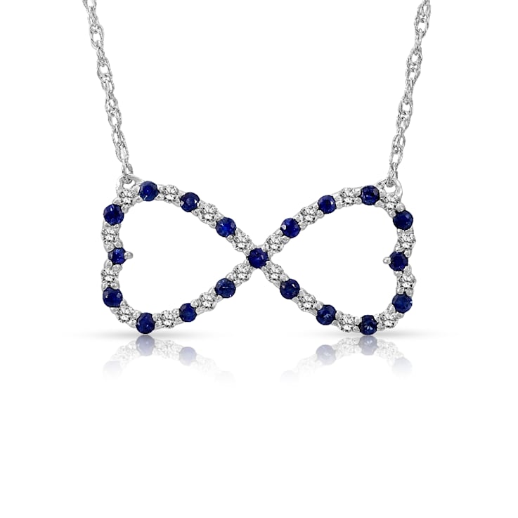 Blue Sapphire and Diamond 0.20Ctw Sterling Silver Pendant With Chain
