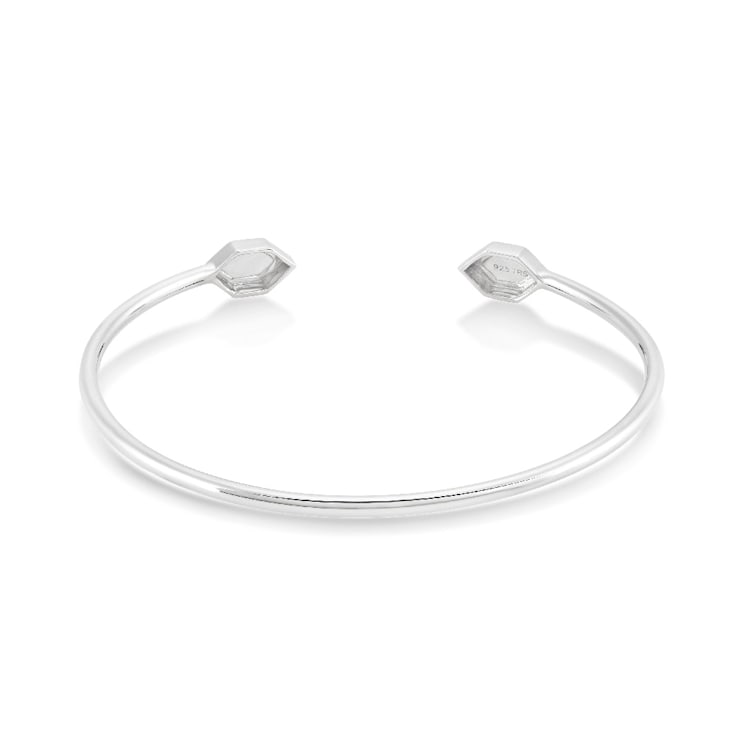 Rhodium Over Sterling Silver Diamond Bangle Bracelet 0.25ctw