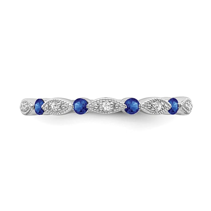 Sterling Silver Diamond and Sapphire Ring 0.05ctw
