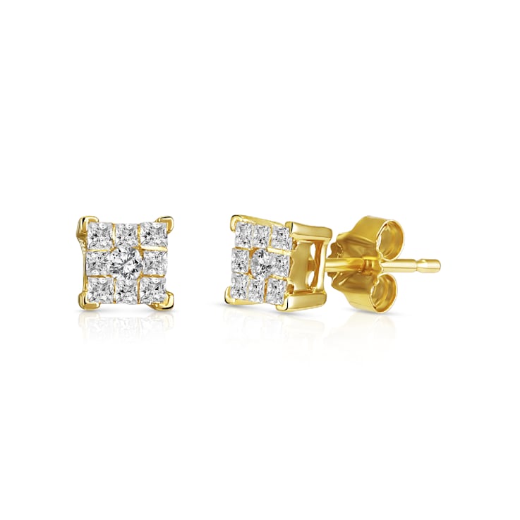 Diamond 0.25Ctw 10k Yellow Gold Earrings