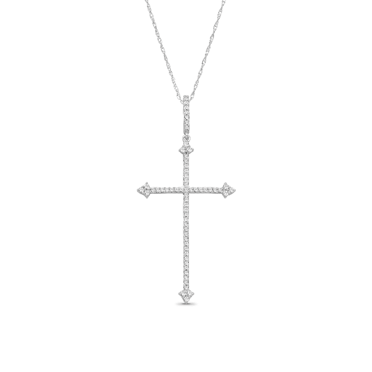 Diamond 0.33Ctw 10k White Gold Cross Pendant With Chain