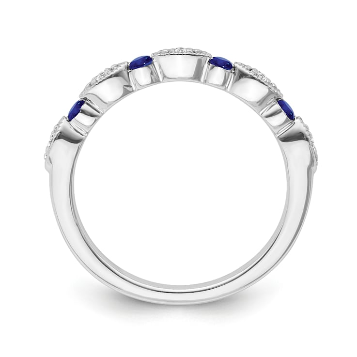 Sterling Silver Diamond and Sapphire Ring 0.05ctw