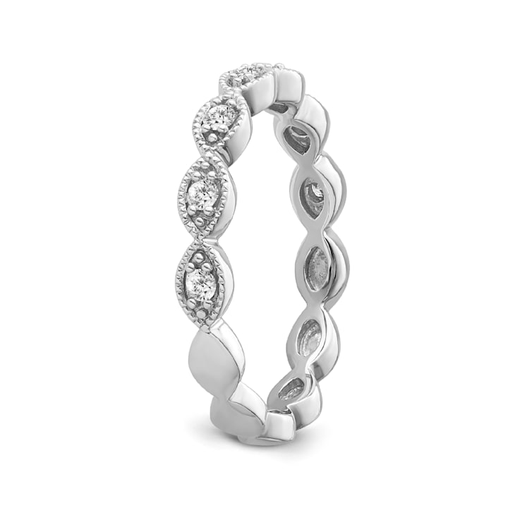 10K White Gold Diamond Ring 0.16Ctw