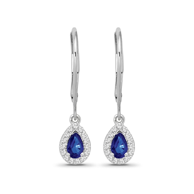 Diamond 0.16Ctw and  Blue sapphire Sterling Silver Earring