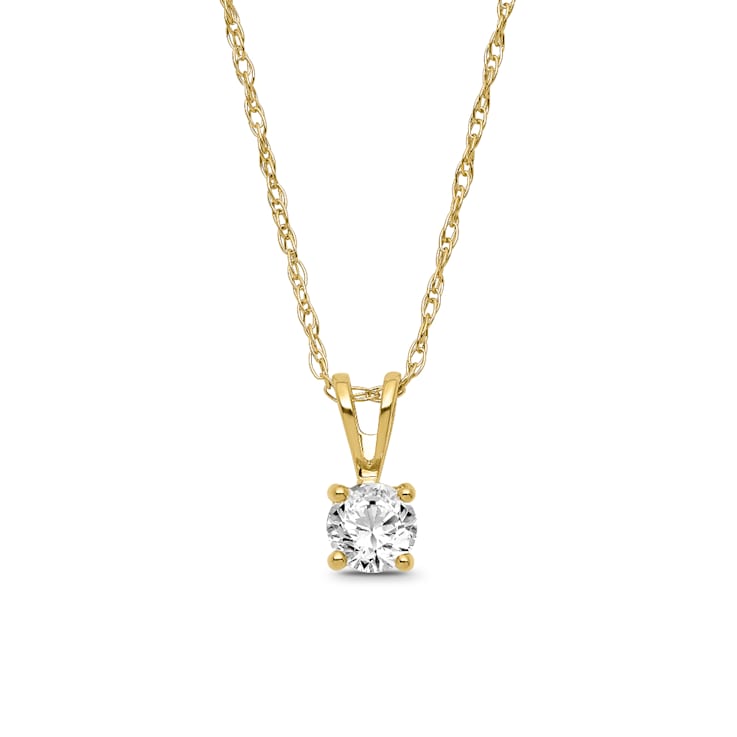 Diamond 0.20Ctw 14k Yellow Gold Pendant With Chain
