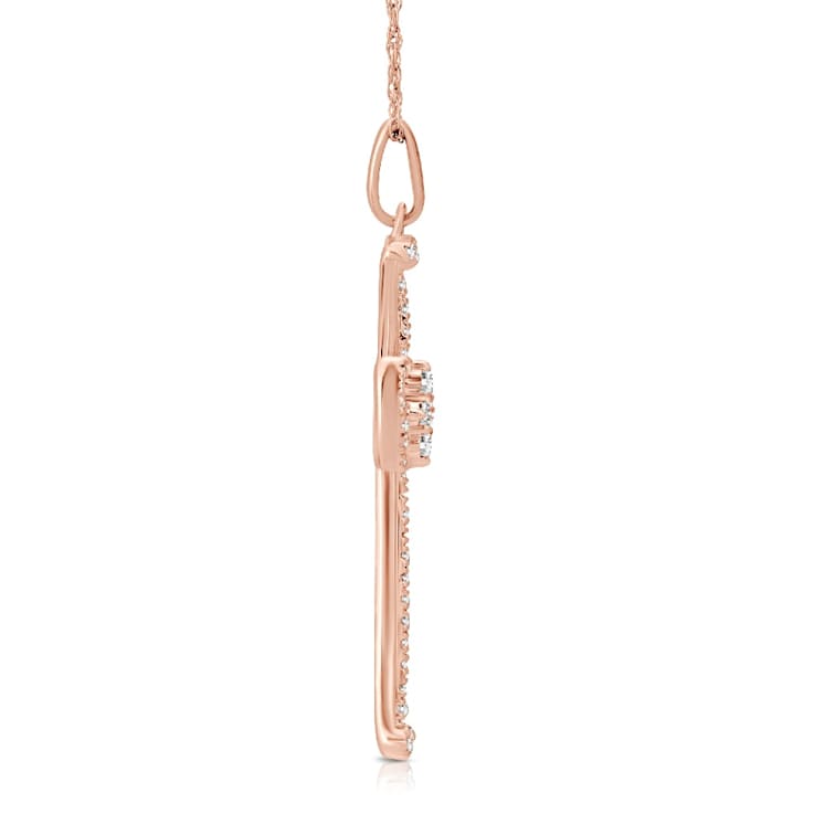 Diamond 0.25Ctw 10k Rose Gold Cross Pendant With Chain