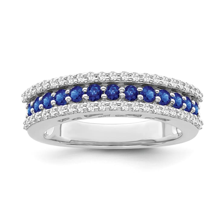Sterling Silver Diamond and Sapphire Ring 0.75ctw