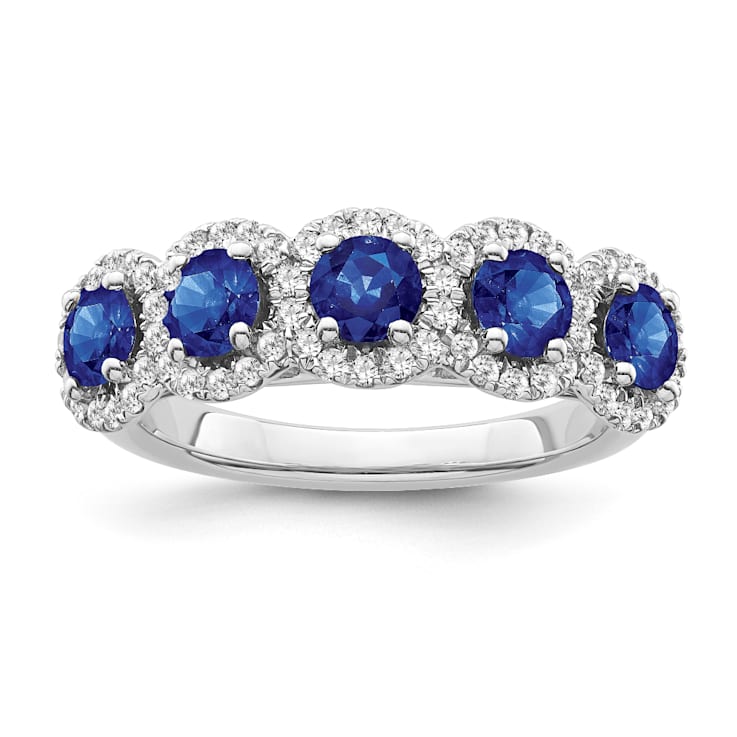 Sterling Silver Diamond 0.33Ctw and Sapphire Ring