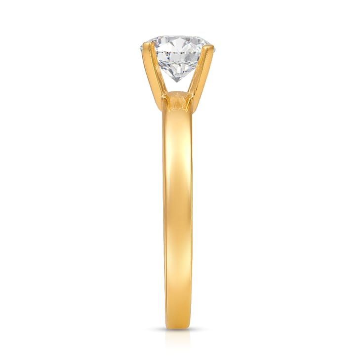 14K Yellow Gold Solitaire Lab Grown Diamond Ring 0.75 cttw