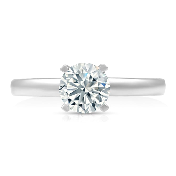 14K White Gold Solitaire Lab Grown Diamond Ring 0.75 cttw