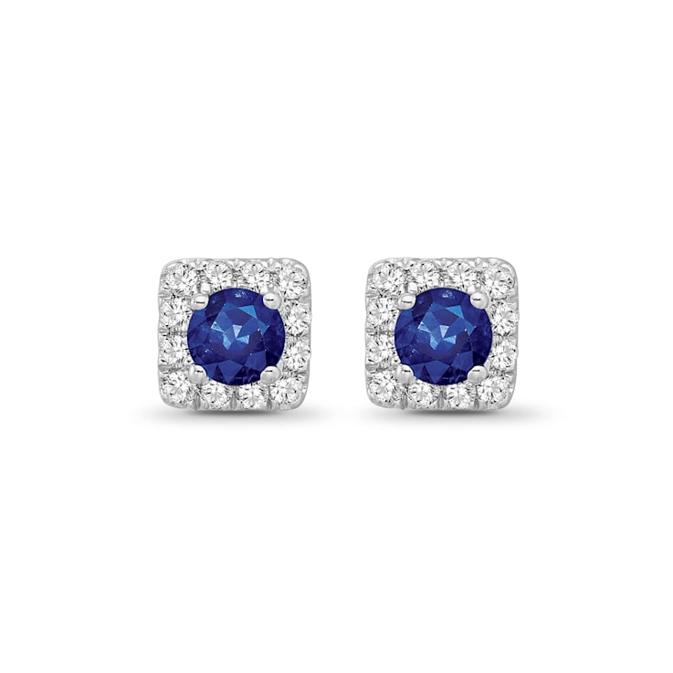 Diamond 0.25Ctw and Blue sapphire Sterling Silver Earring