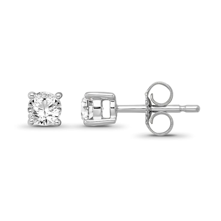 Diamond 0.25ctw Round , 14k White Gold Earrings