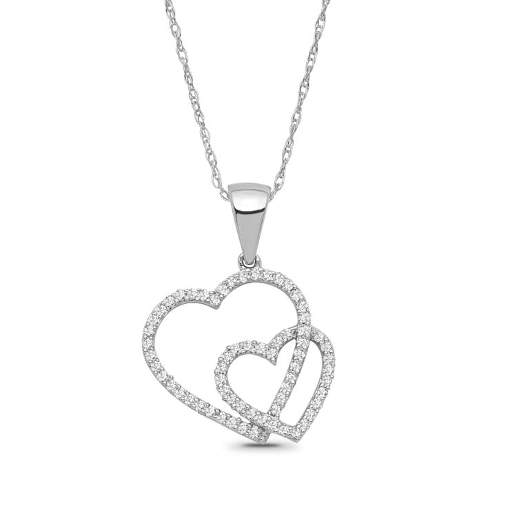 Amazon.com: AFFY Round Shape White Cubic Zirconia Dolphin Love Heart  Pendant Necklace in 14k Rose Gold Over Sterling Silver : Clothing, Shoes &  