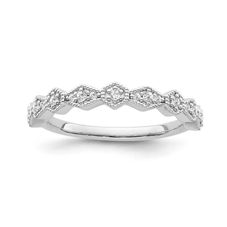 10K White Gold Diamond Ring 0.12Ctw