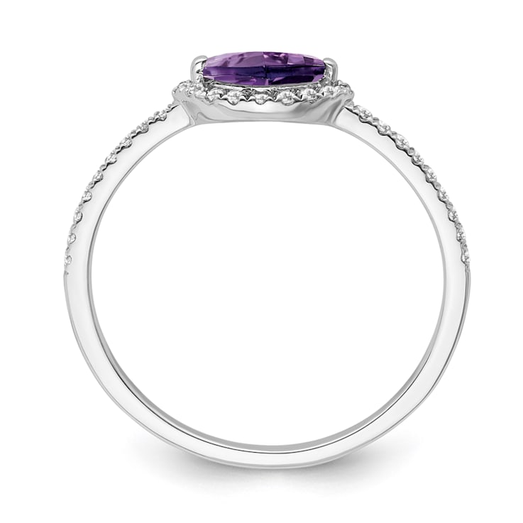 Sterling Silver Diamond and Amethyst Ring 0.16ctw