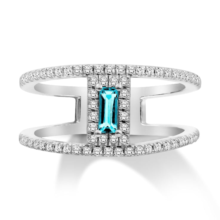 Sterling Silver Diamond and Topaz Ring 0.33ctw