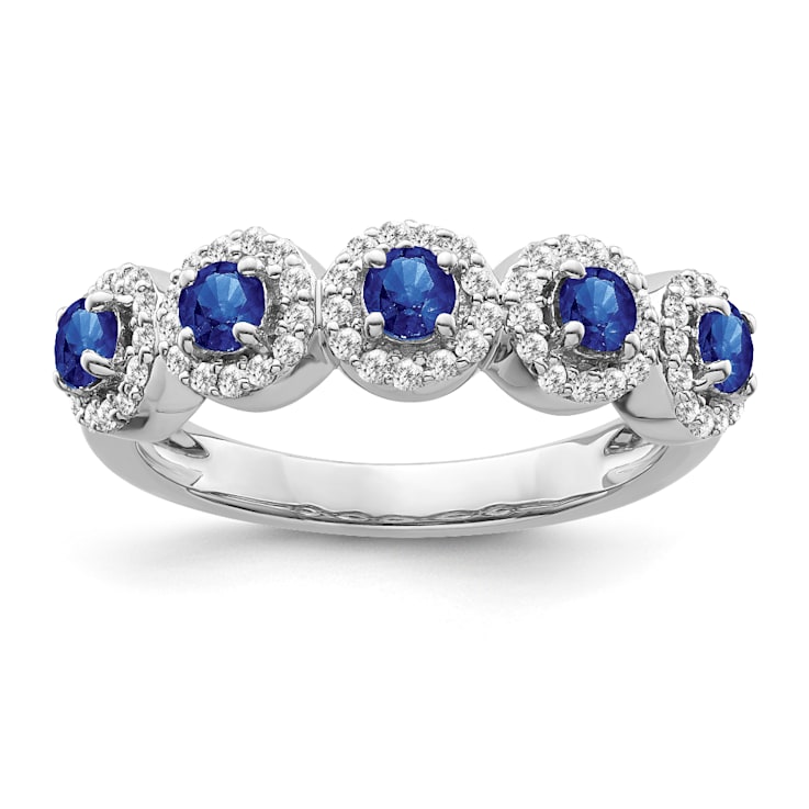 Sterling Silver Diamond and Sapphire Ring 0.75ctw