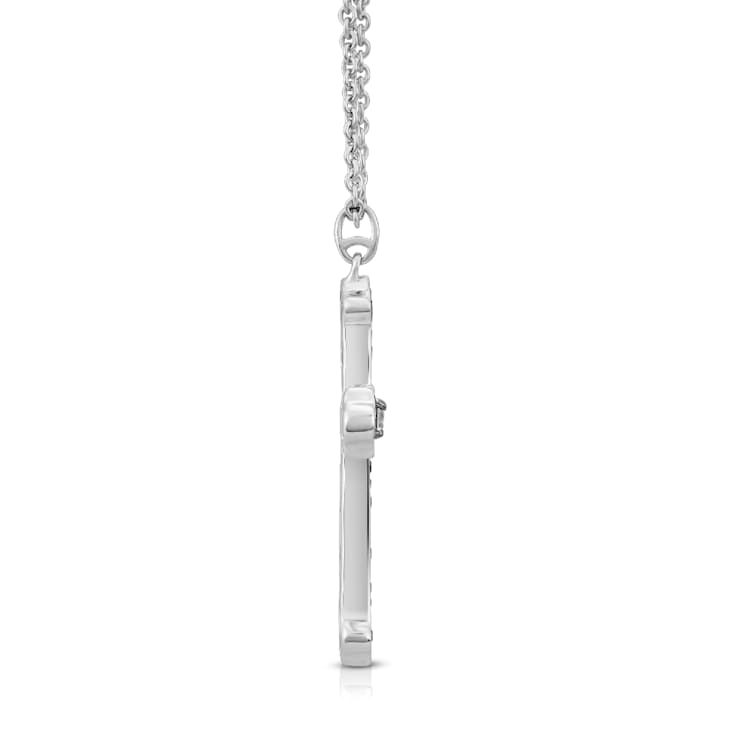 Diamond 0.62Ctw Sterling Silver Cross Pendant With Chain