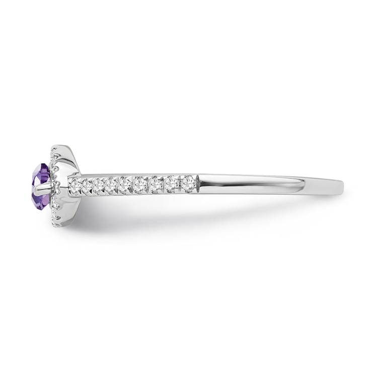 Sterling Silver Diamond and Amethyst Ring 0.16ctw