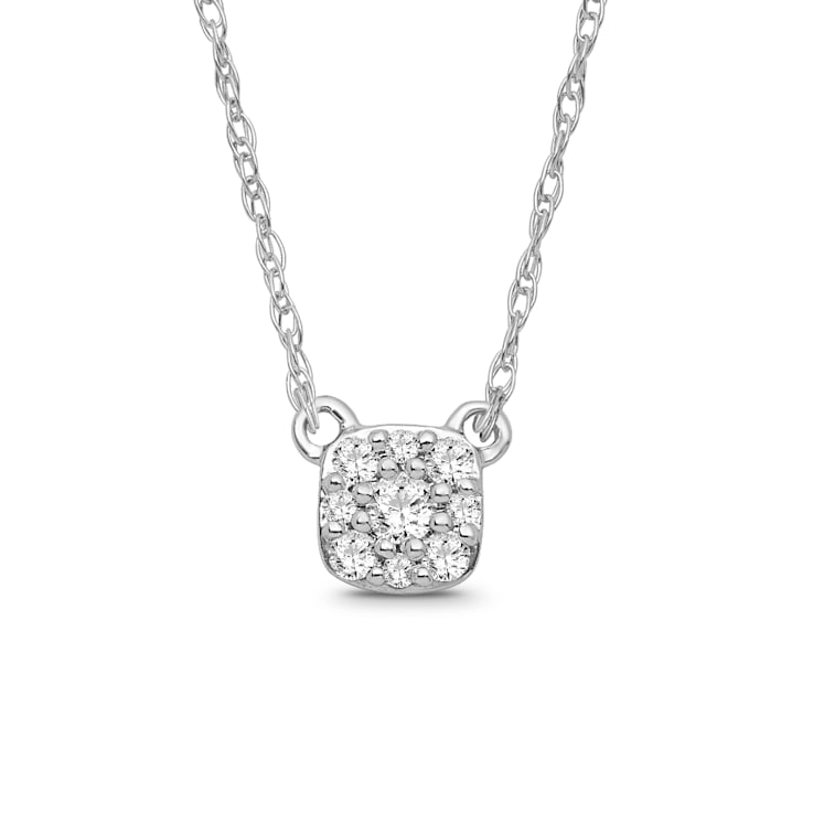 Diamond 0.10Ctw Sterling Silver Pendant With Chain