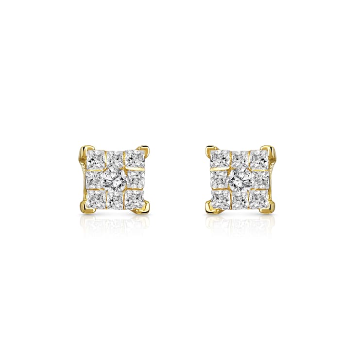 Diamond 0.25Ctw 10k Yellow Gold Earrings